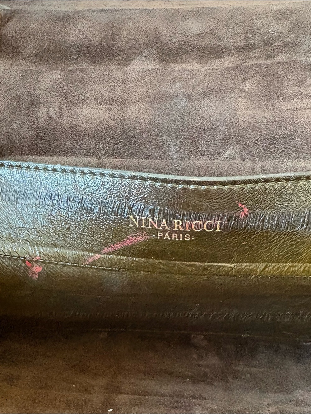 Nina Ricci Vintage Single Flap Convertible Eel Skin Brown Green Shoulder Bag EUC - Picture 8 of 10